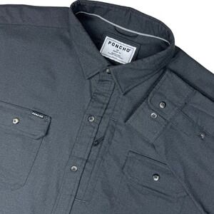 Poncho Nighthawk Performance Flannel Shirt Men 3XL Gray Magnetic Pockets Outdoor